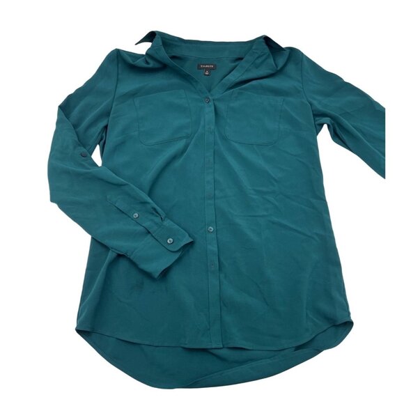 Talbots Women's size Small Teal Button-Front Long Sleeve Blouse Career - Picture 1 of 5